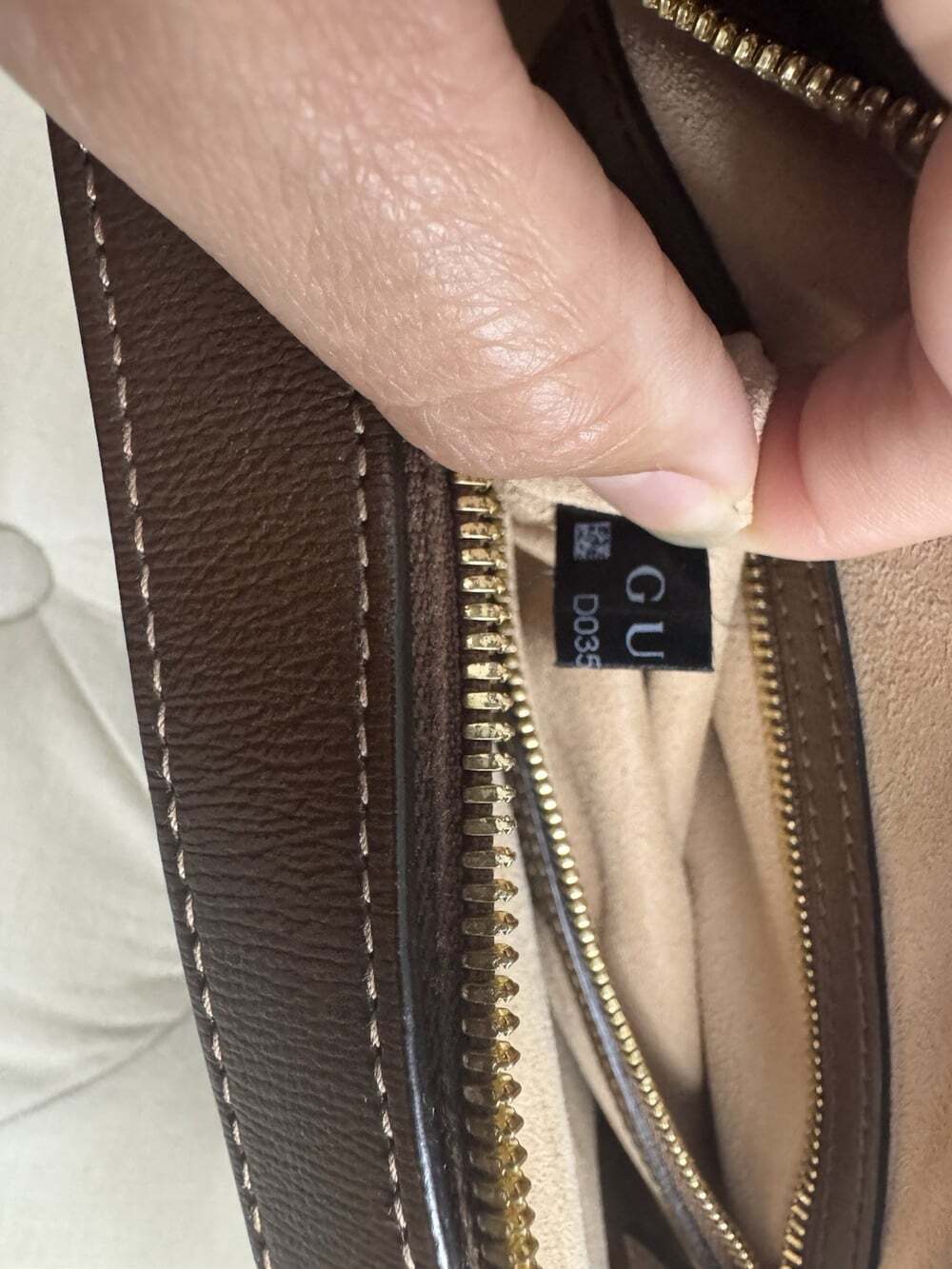Gucci GG Monogram Crossbody Bag Zip Beige Brown Gold HW Small w/ Dust Bag - Picture 10 of 15